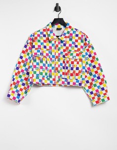 Укороченная куртка в радужную клетку от комплекта Minga London-Многоцветный