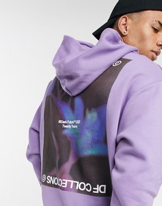 Фиолетовый худи в стиле oversized с графическим принтом на спине ASOS Dark Future-Сиреневый