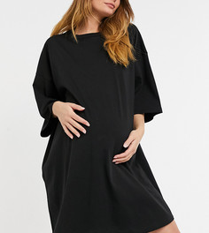 Черное платье-футболка в стиле oversized ASOS DESIGN Maternity-Черный цвет