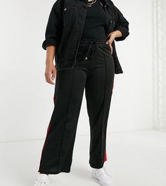 Расклешенные широкие брюки с красной полосой Brave Soul Plus-Черный цвет