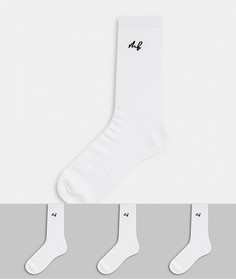 Набор из 3 пар белых носков до середины голени Burton Menswear-Белый