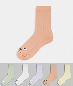 Набор из 5 пар носков разных цветов из органического хлопка с принтом Monki-Многоцветный