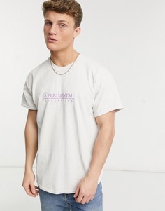 Серо-белая oversized-футболка с принтом "Xperimental" New Look-Белый