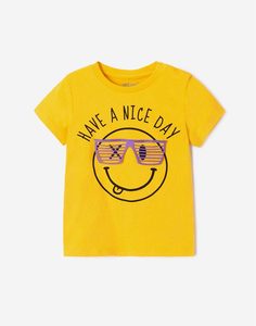 Жёлтая футболка с принтом Have a nice day для мальчика Gloria Jeans