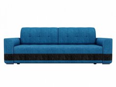 Прямой диван Честер Велюр Голубой/Черный Bravo