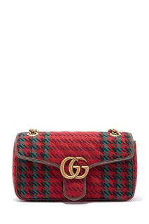 Красная сумка с принтом гусиная лапка GG Marmont Gucci