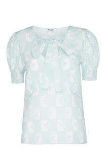Шелковая блузка с драпировками Miu Miu