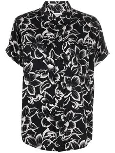 Saint Laurent рубашка с короткими рукавами и цветочным принтом