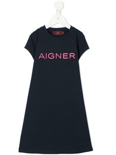 Aigner Kids платье-футболка с вышитым логотипом
