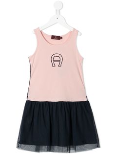 Aigner Kids многослойное платье А-силуэта с логотипом
