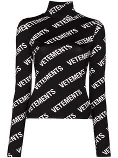 VETEMENTS топ с логотипом и высоким воротником