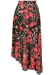TWINSET юбка асимметричного кроя с цветочным принтом