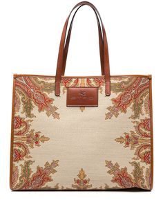 Etro сумка-тоут с узором пейсли и логотипом