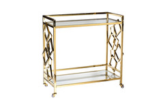 Стол-тележка сервировочная прозрачное стекло/золото (garda decor) золотой 83.0x80.0x40.0 см.