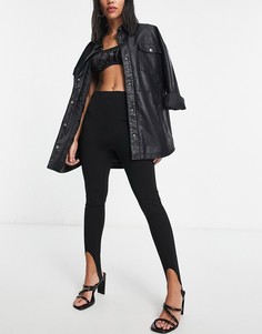 Супероблегающие гламурные трикотажные брюки от костюма со штрипками ASOS DESIGN-Черный цвет