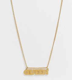 Ожерелье с подвеской-надписью "Queen" с влагозащищенным покрытием из 18-каратного золота Hoops + Chains LDN-Золотистый