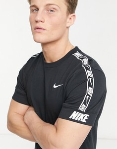 Черная футболка с фирменной тесьмой Nike Repeat Pack-Черный цвет