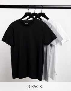 Набор из трех футболок белого, черного и серого цвета Burton Menswear-Многоцветный