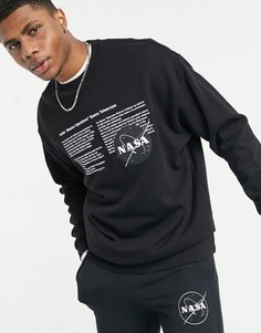 Черный oversized-свитшот с круглым вырезом и принтом "NASA" от комплекта ASOS DESIGN-Черный цвет