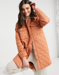 Стеганая удлиненная куртка оранжевого цвета Y.A.S-Оранжевый цвет