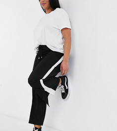 Расклешенные широкие брюки с белой полосой Brave Soul Plus-Черный цвет