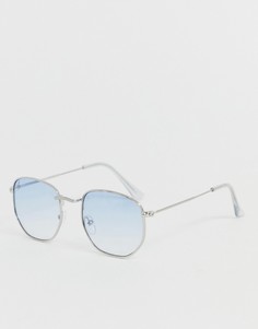 Круглые солнцезащитные очки с голубыми стеклами Jeepers Peepers-Серебряный