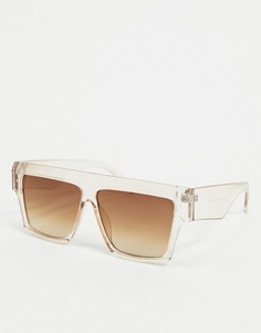 Солнцезащитные очки угловатой формы с оправой телесного цвета и коричневыми стеклами SVNX-Бежевый
