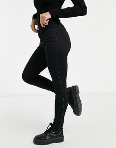 Черные джинсы с контрастной декоративной отделкой Morgan-Черный цвет
