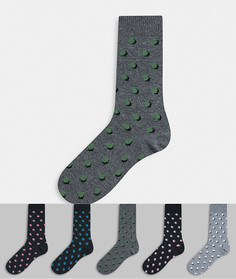 Набор из 5 пар носков в горошек (черный цвет) Burton Menswear