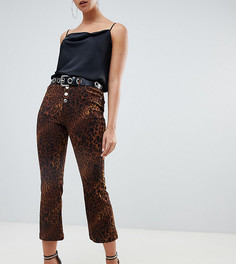 Укороченные расклешенные джинсы с леопардовым принтом Missguided-Коричневый
