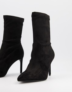 Черные ботильоны на тонком каблуке Bershka-Черный цвет