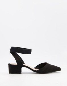 Черные туфли на среднем каблуке с заостренным носком Qupid-Черный цвет