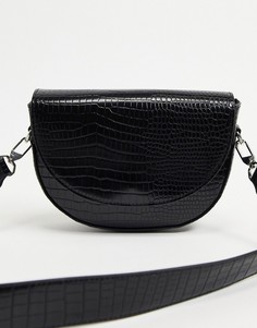 Черная сумка c ремешком через плечо с эффектом крокодиловой кожи Pimkie-Черный цвет