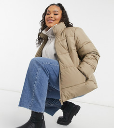 Бежевый пуховик с капюшоном New Look Curve-Белый