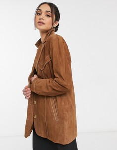 Коричневая замшевая куртка в стиле вестерн Gestuz Ellie-Коричневый цвет