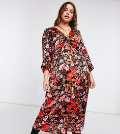 Платье миди с ярким красным цветочным принтом Vero Moda Curve-Мульти