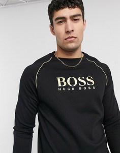 Черный лонгслив с логотипом BOSS Bodywear-Черный цвет