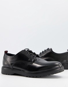 Блестящие бордовые туфли на шнуровке Base London Cog-Черный цвет