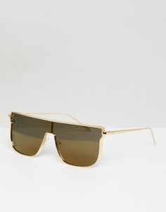 Солнцезащитные очки в золотистой оправе с прямым верхом Jeepers Peepers-Серебряный