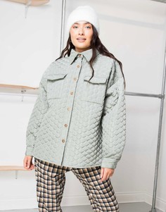 Стеганая куртка-рубашка в стиле oversized Daisy Street-Зеленый цвет