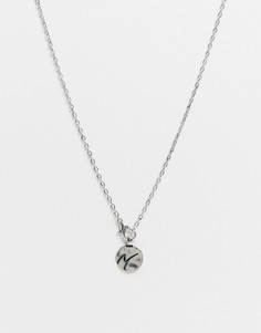 Серебристое ожерелье-цепочка с застежкой-карабином и гравированной круглой подвеской Classics 77-Серебристый
