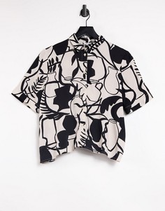 Принтованная рубашка с коротким рукавом Monki-Многоцветный