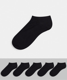 Набор из 5 пар черных носков под кроссовки Topman-Черный цвет