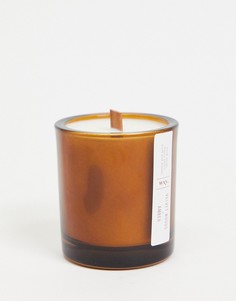 Свеча мини с древесным ароматом и амброй в подсвечнике янтарного цвета WXY., 150 г-Бесцветный