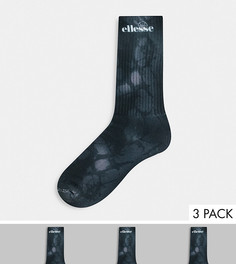 Набор из 2 пар черных носков с принтом тай-дай ellesse - эксклюзивно для ASOS-Черный цвет