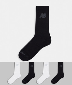 Набор из 4 пар носков до середины голени черного и белого цвета New Balance-Многоцветный