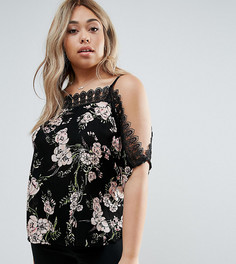 Топ с открытыми плечами и ажурной отделкой River Island Plus-Мульти