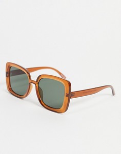 Солнцезащитные oversized очки в стиле 70-х с квадратной полупрозрачной оправой коричневого цвета ASOS DESIGN-Коричневый цвет