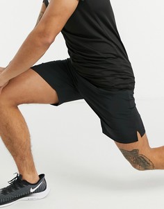 Черные тканые беговые шорты средней длины HIIT Running-Черный цвет