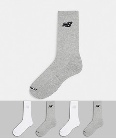Набор из 4 пар носков до середины голени серого и белого цвета New Balance-Многоцветный
